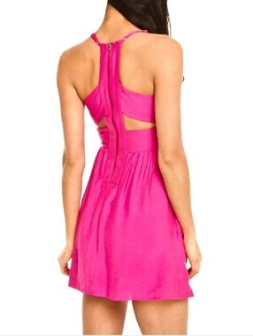 BCBGENERATION Dress Pink Viscose Back Cutout Zipper Mini Party Dress Size 6